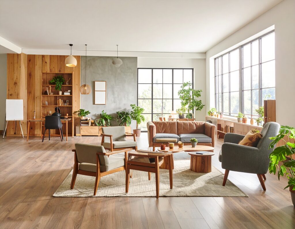 warm inviting therapy office scene